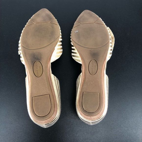 Anne Klein Bette Gold Cream Stripe Twist Bow Flats size 6.5 - Picture 9 of 10